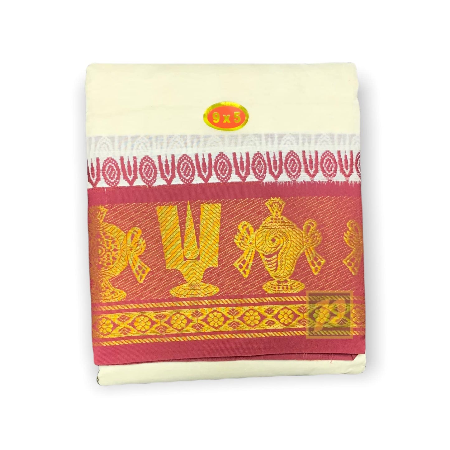 Prakasam Cotton Mens 9X5 (Panjakejam) Dhoti And Towel Set/100% Cotton Dhoti And Towel Attached Together Set/1.28X4.05 Mtrs Dhoti