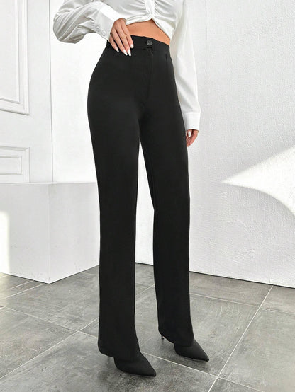 Toochki Tailored Trousers for Women | Womens High-Waisted Pant | Korean Bottom Black