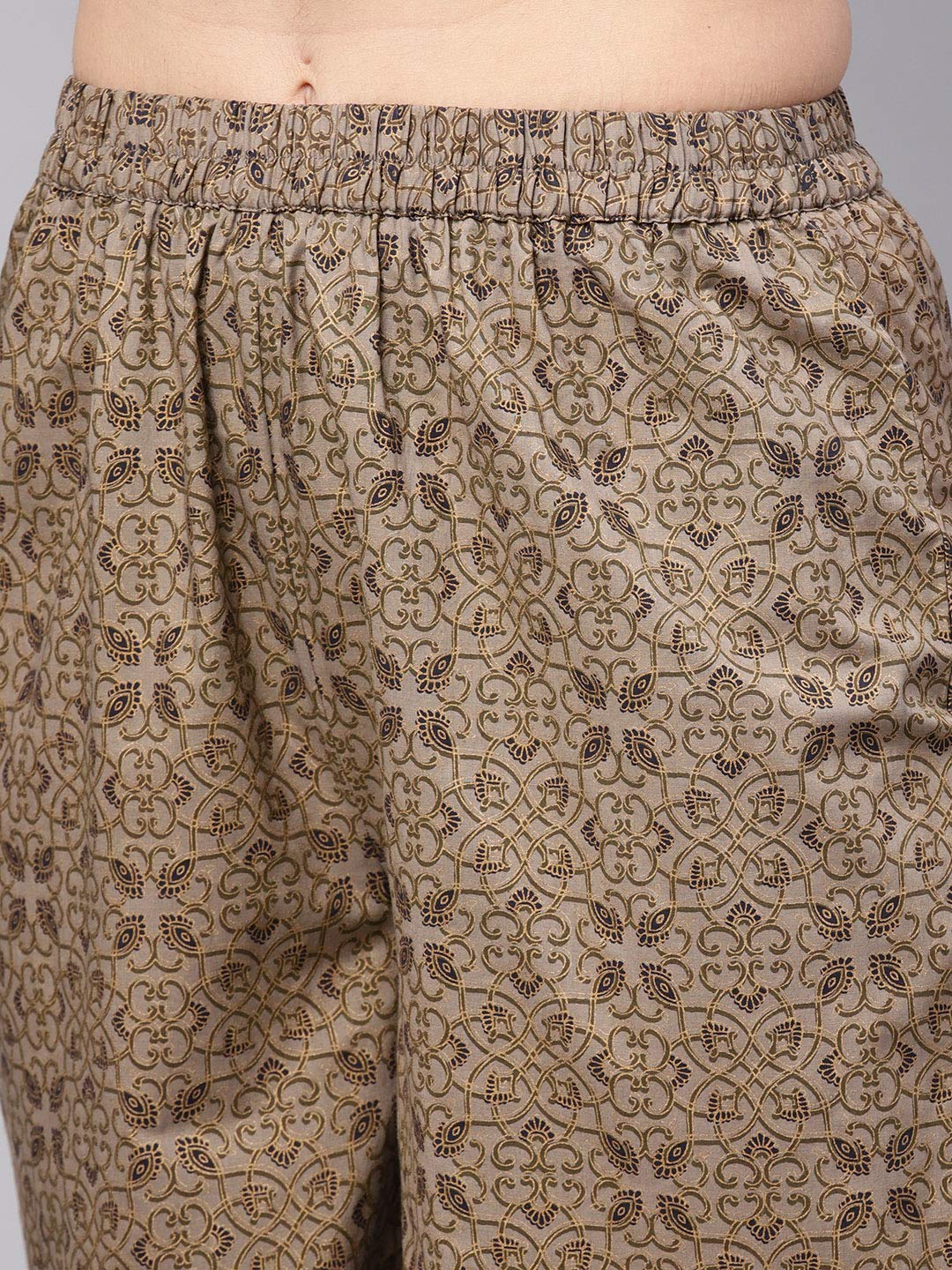 Idalia Gold Print Kurta With Printed Palazzo Pants And Dupatta