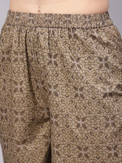 Idalia Gold Print Kurta With Printed Palazzo Pants And Dupatta