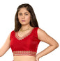 Pujia Mills WomenS Heavy Milan Silk Sequin Embroidered V Neck Sleeveless Readymade Saree Blouse Indian Ethnic Designer Stitched
