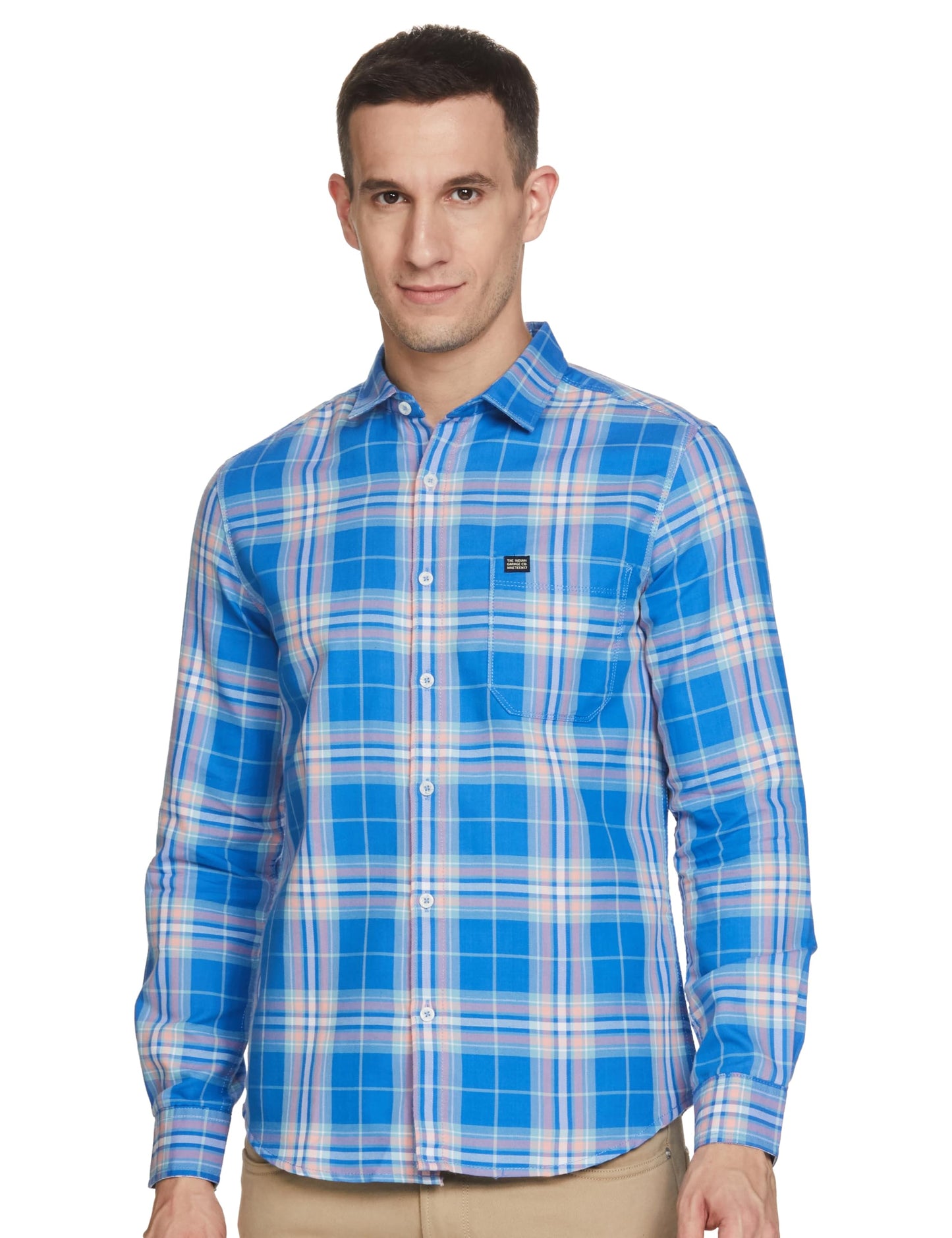 The Indian Garage Co Mens Regular Fit Shirt (1122-SHCCCPYD-07-01_Blue