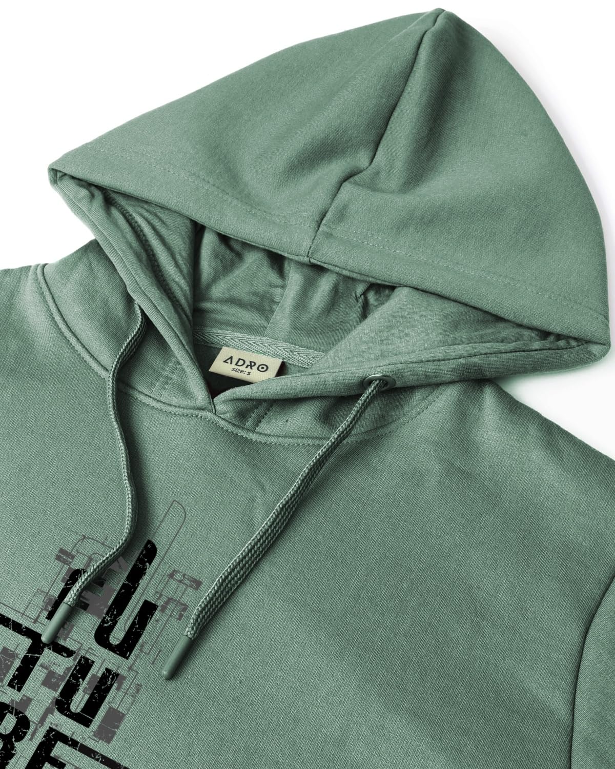 ADRO Men's Cotton Blend Neck Hooded Sweatshirt (H24-FTR-PT_Pista