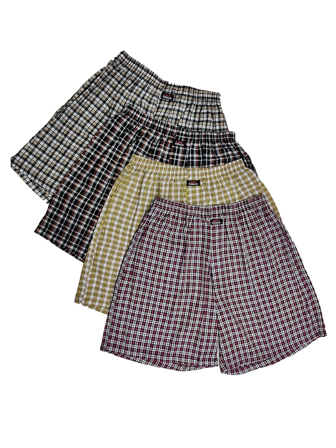 Lux Venus Combed Cotton Cheked Assorted Boxer Shorts For Men Multicolour