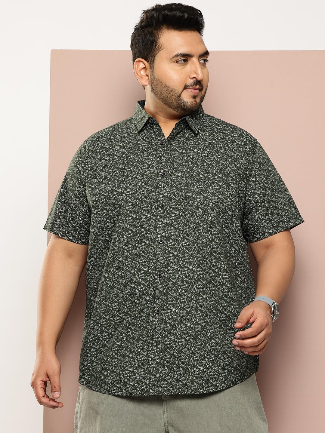 Thomas Scott Mens | Regular Fit | Floral Printed | Plus Size | 100% Cotton | Short Sleeve | Spread Collar | Casual | Shirt for