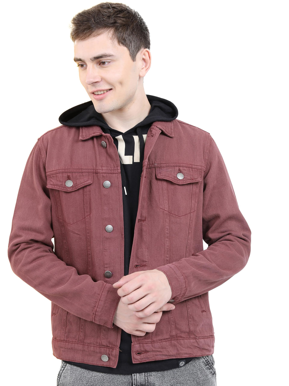 Ketch Mens Full Sleeve Trucker Fit Jacket Khjk000085 Maroon M
