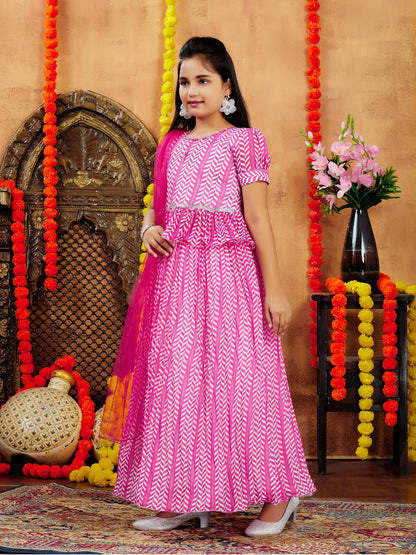 Aarika Girls Ethnic Wear Turquoise Colour Zig Zag Printed Georgette Lehenga Choli Set (4-10 Years)