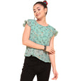 OOMPH! Womens Georgette Printed top with Boat Neck and Butterfly Sleeve