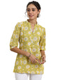 Libas WomenS Cotton Floral Regular Kurti (29614 Yellow