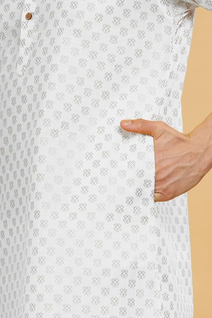 Be Active MenS Cotton Regular Kurta (C-399-1_White-1
