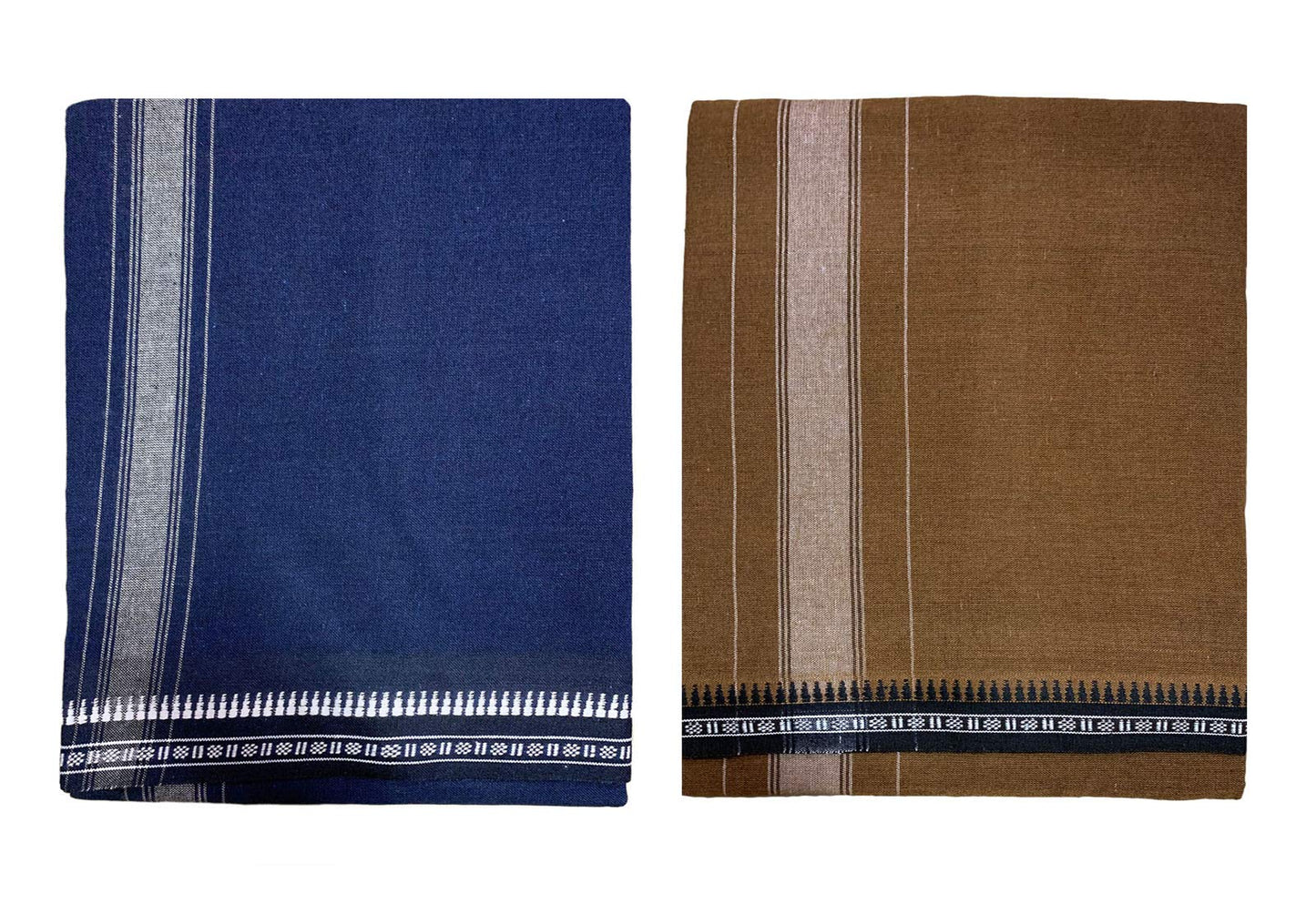 Prakasam Cotton Mens Colour Thalapathi Border Single Dhoti/Size1.28X2.00 Mtrs/Combo Pack Of 2 Dhoties