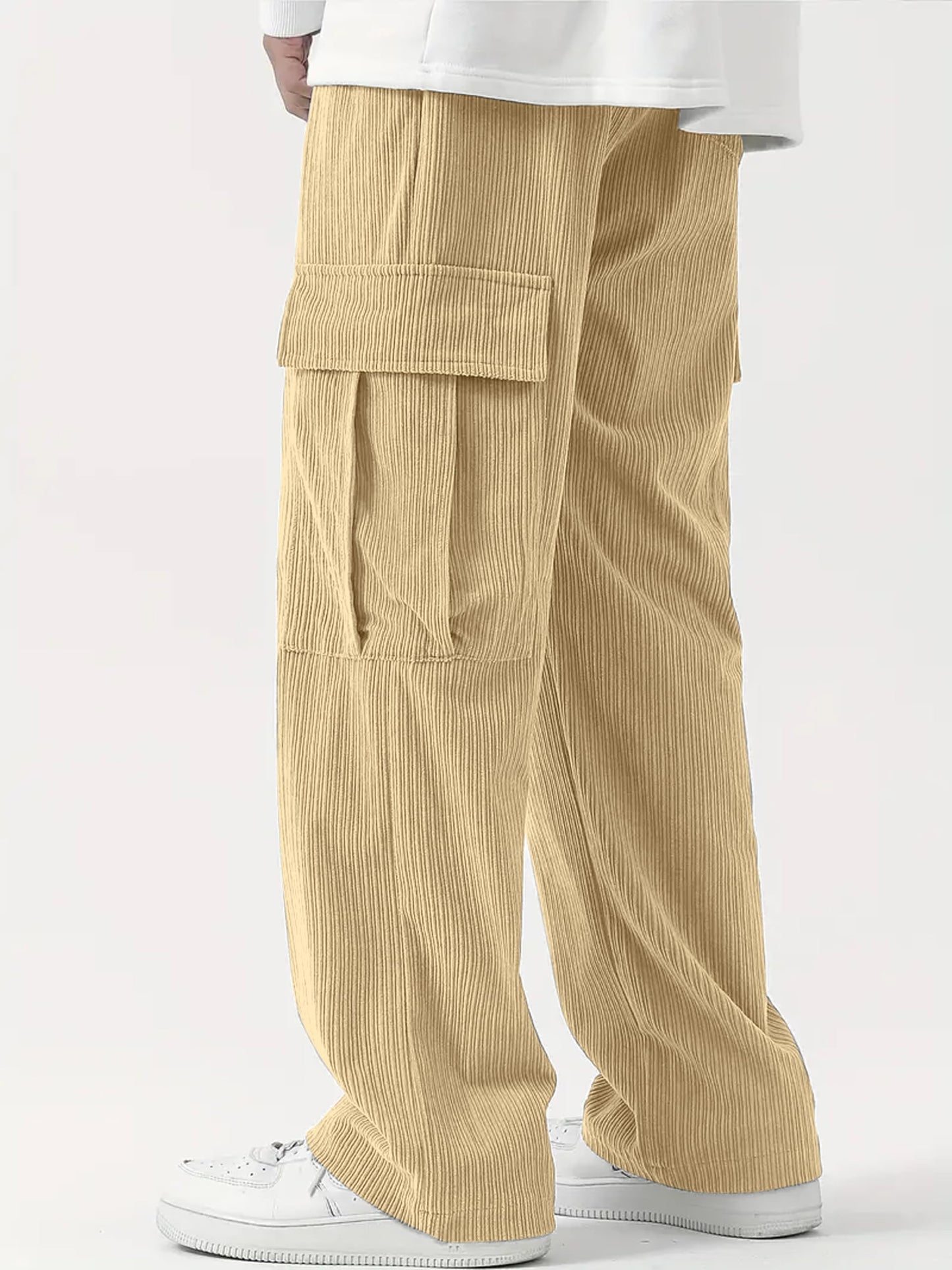 Indoprimo MenS Cotton Blend Trousers Cargo Style With Drawstring Both Side Pockets Solid Pattern Regular Fit And Long Length Cr