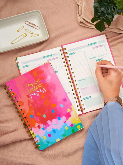 Doodle Undated Daily Planner | A5 Hard Cover | Wiro Bound | 192 Ruled Pages | 80 GSM | Lay Flat Design | Metal Corners | Plan yo