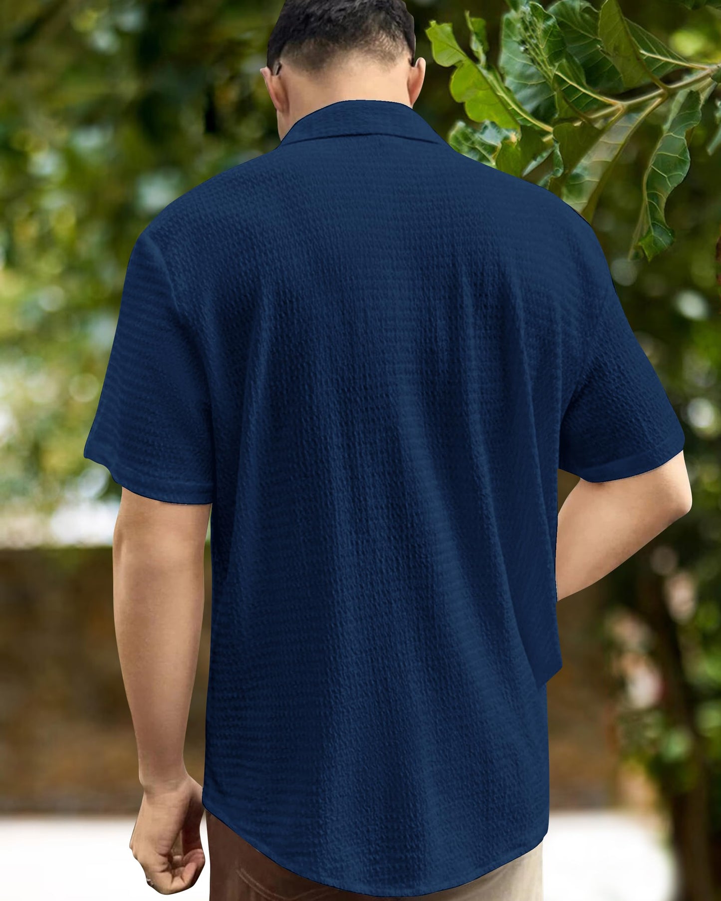 I Enterprise MenS Regular Fit Solid Soft Touch Cotton Casual Shirt Design With Spread Collar & Half Sleeve (Pack Of 2) Color_Bl