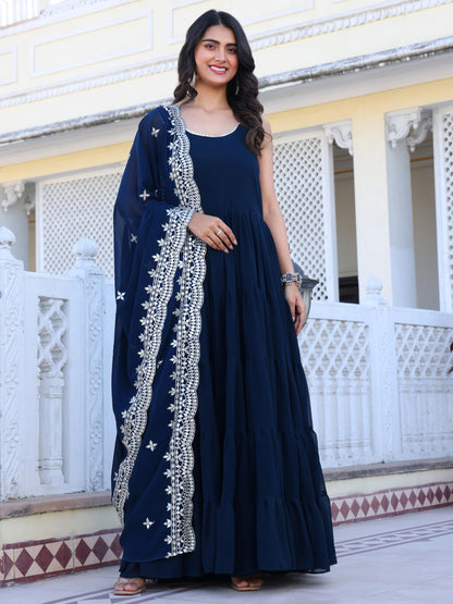 Fashion Basket Georgette Anarkali Dress For Women Wine