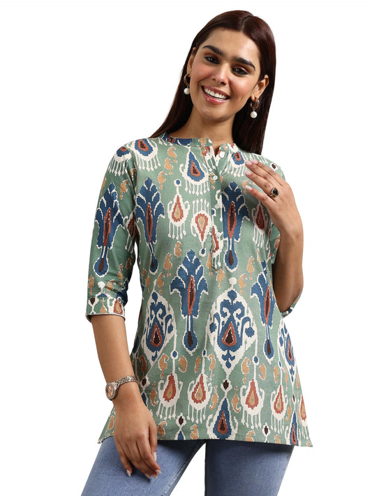 Libas Women's Cotton Ethnic Motifs Straight Kurti