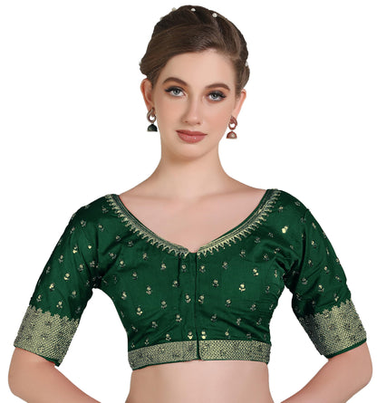 Pujia Mills Women Indian Ethnic Wear Designer Golden Codding With Zari Embroidered Diamond Work Round Neck Half Sleeve Readymade