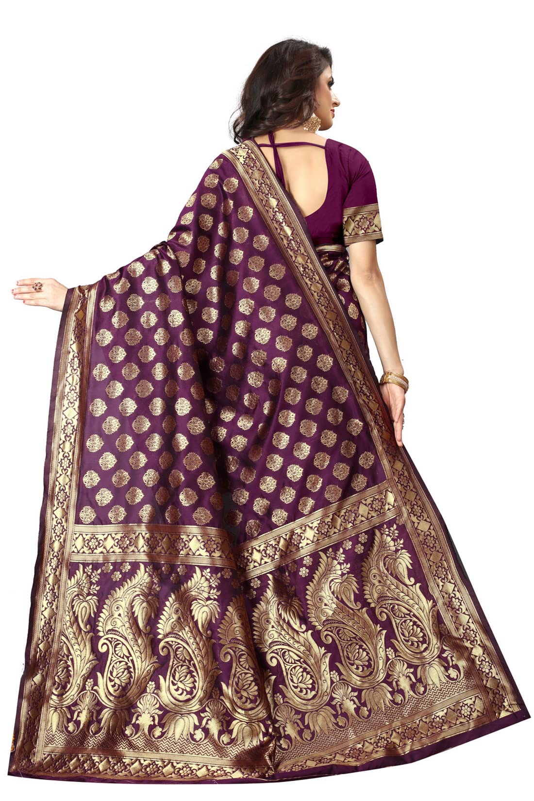 Shasmi Sarees Womens Art Silk Wine Kanchipuram Saree (SAN PARI 72 WINE)