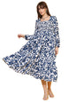 Sheetal Associates WomenS Crepe Fabric Frock Dress With Long Puff Sleeves Collared Neck Printed Pattern And Calf Length Pull On