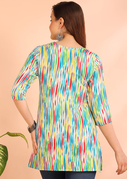 Dsk Studio Poly Rayon Short Kurti For Women & Girls Turquoise