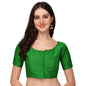 Pujia Mills Womens Silk Shoulder Puff Sleeve Readymade Saree Blouse