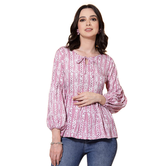 OOMPH! Peplum Tops for Women, Pink - mt533