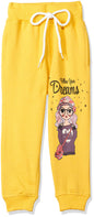T2F Girls Regular Fit Printed Cotton Joggers Track Pants Yellow