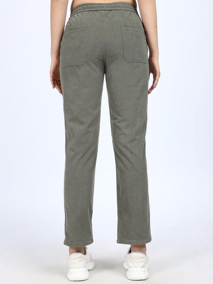 Shasmi Womens Olive Front Tie Loose Fit Corduroy Baggy Long Slacks Chino Pants with Slant Pocket Simple Casual Trousers, Going