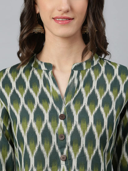 idaLia Green Ikat Kurta