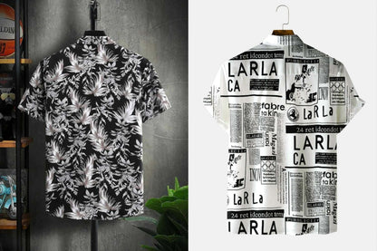 Rebelify Half Sleeve Printed Shirts For Men Regular Fit Printed Spread Collar Casual Shirt Lycra Fabric With Combo Shirt (Pack O