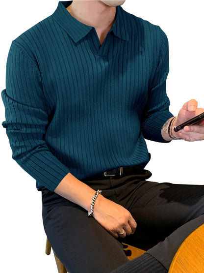 Noble Monk Relax Fit Polo Neck T-Shirt Teal Melange