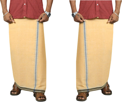 Prakasam Cotton Mens Kerala Thalapathi Border 2Way Pocket (Right &Left Side) Flexi Size (Adjustable) Colour Dhoti With 2 Side Po