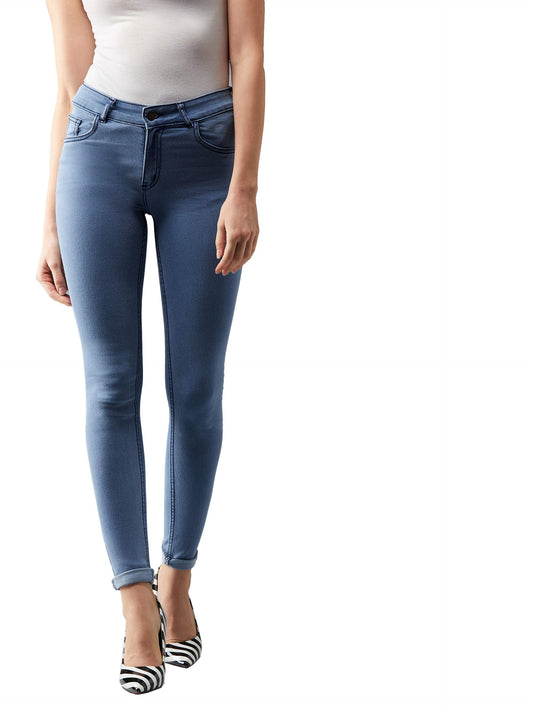 Dolce Crudo WomenS Light Blue Skinny Mid Rise Regular Length Clean Look Denim Stretchable Jeans(Doss18Den02-42-158-30,Light Blue