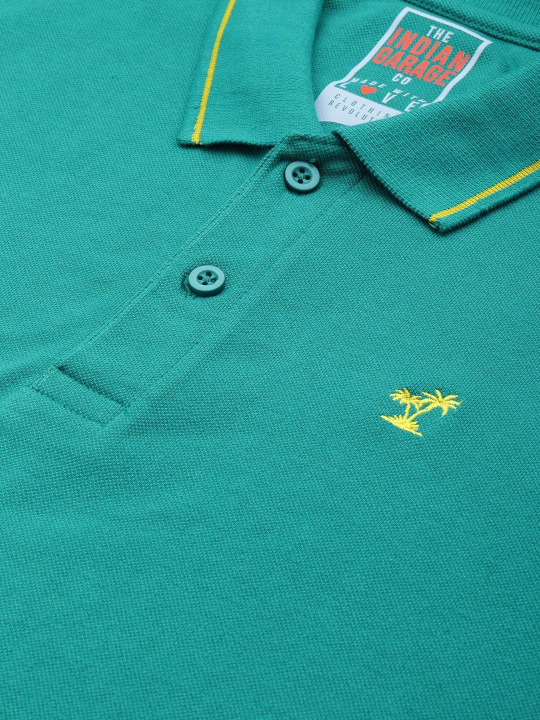 The Indian Garage Co Men Slim Fit Solid Polo Collar Tshirt