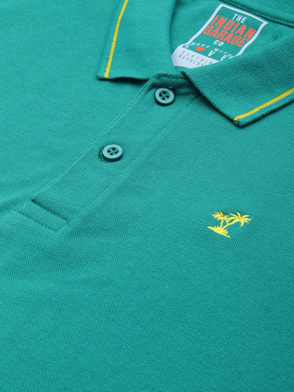 The Indian Garage Co Men Slim Fit Solid Polo Collar Tshirt