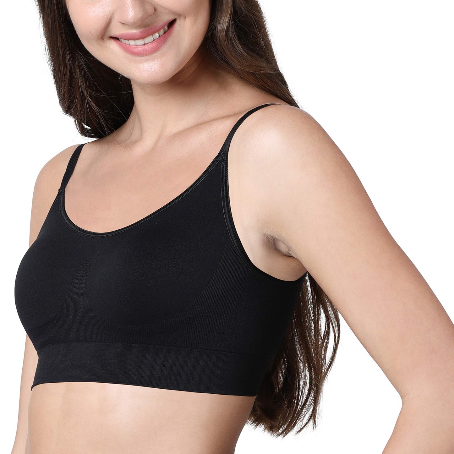 Enamor F037 Ultra Smoothening No Pinch T-Shirt Bra - Padded Wirefree Full Coverage - Black