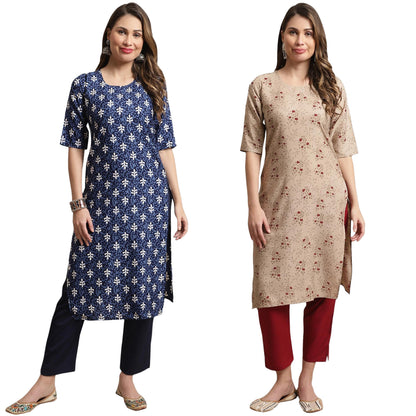 Tee Projekt Crepe Printed Kurta & Pant Set For Women Ethnic Wear Casual Wear Kurta Set