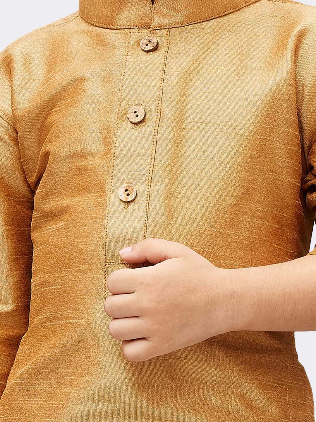 Jbn Creation Boys Silk Blend Rose Gold Kurta Pyjama Set - Ethnic Elegance For Festivals | Comfortable Traditional Comfortable Fu