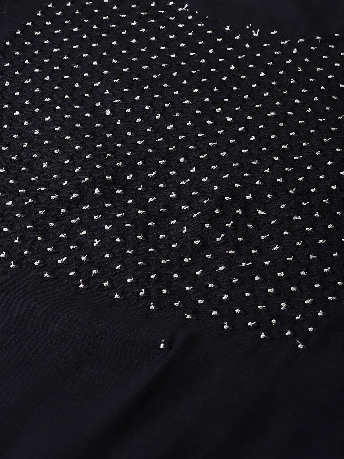 ishin Women's Viscose Rayon Black Embroidered A-Line Kurta