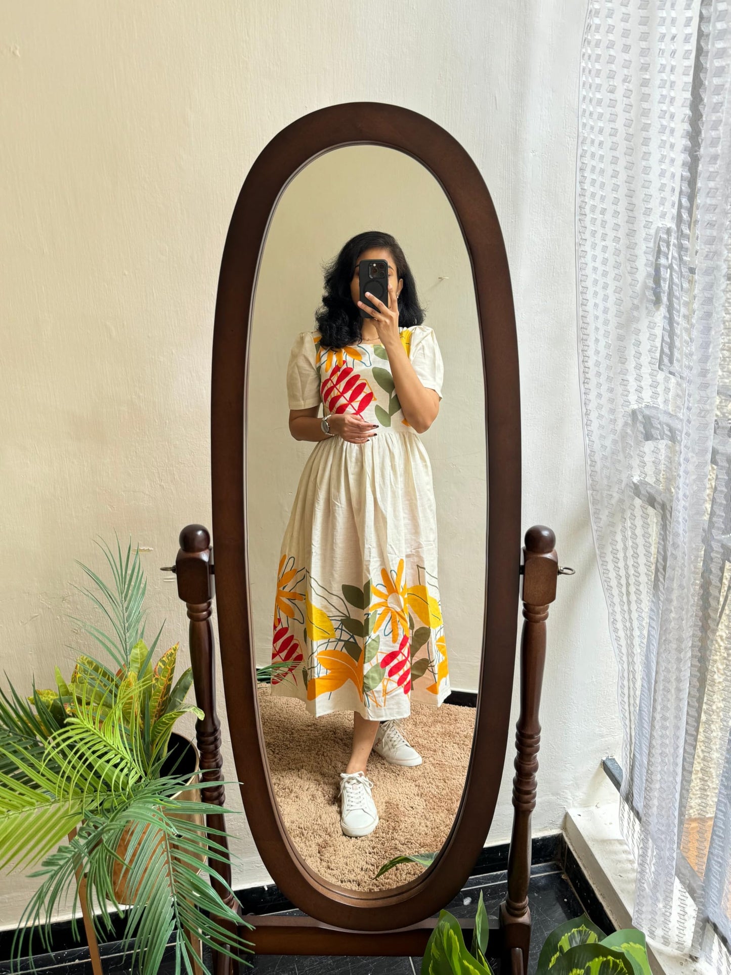 GoSriKi Women's Pure Reyon Anarkali Printed Kurta | Floral Flower Design Print | Anarkali Kurti for Women | Western Maxi Fit & Flare Dress | Casual Spring and Everyday Wear