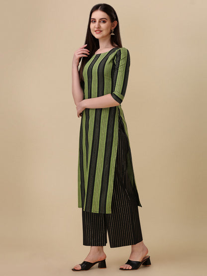 Wedani Women's Cotton Round Neck Casual wear Straight Kurta with Palazzo (SKRT512)