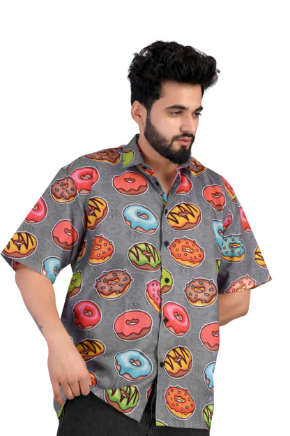 Brown Culture MenS Cotton Blend Abstract Print Shirt With Spread Collared Half Sleeves Standard Length And Button Down Closure