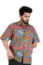 Brown Culture MenS Cotton Blend Abstract Print Shirt With Spread Collared Half Sleeves Standard Length And Button Down Closure