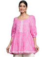 Libas Womens Pure Cotton Printed A-Line Kurtis (26097_Pink