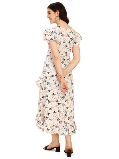 Oomph! Dress For Women Stylish| Summer Vacation Style |Floral Print Wrap Maxi |Lightweight Flared Maxi Dress For Casual & Holida