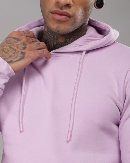 ADRO Mens Cotton Neck Hooded Sweatshirt (H24-M-PLN-PU_Lavender
