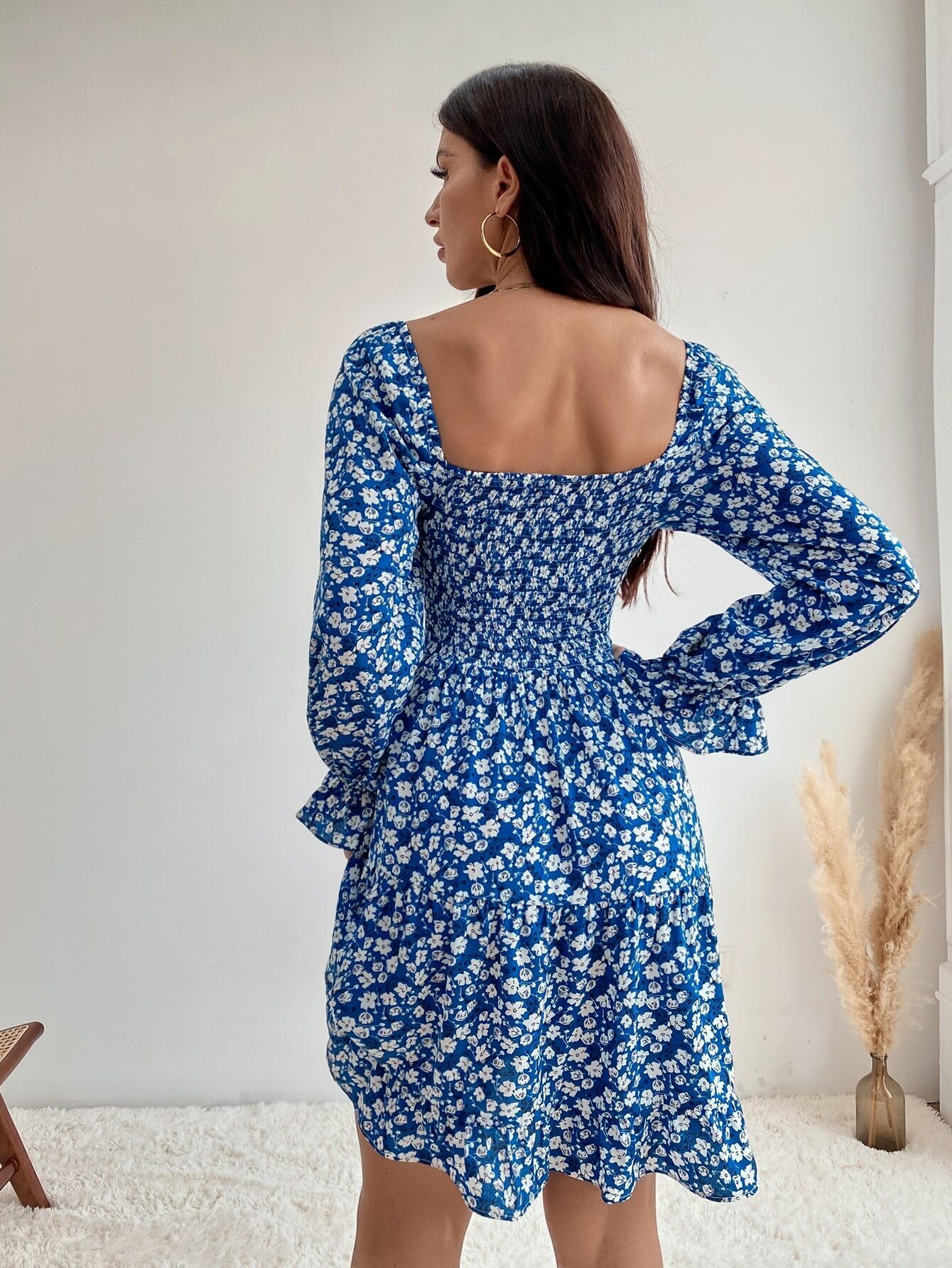 Sheetal Associates Women Casual Regular Sleeves Crepe Printed Fit And Flare Dress Blue