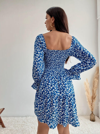 Sheetal Associates Women Casual Regular Sleeves Crepe Printed Fit And Flare Dress Blue