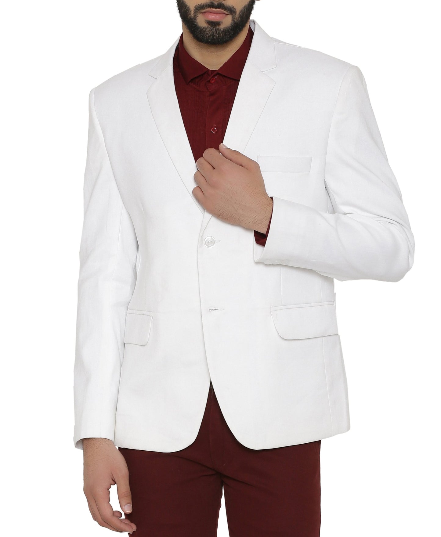 WINTAGE Mens Linen Regular Fit Solid Evening/Casual Blazer Coat Jacket : White