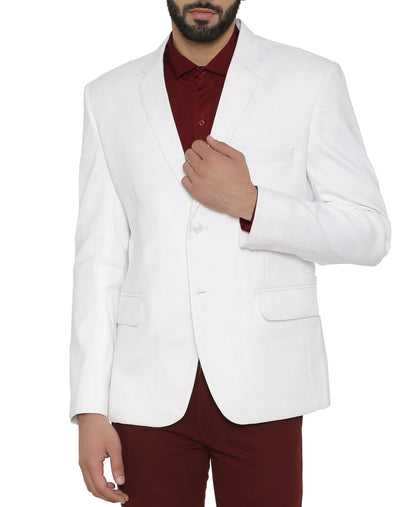 WINTAGE Mens Linen Regular Fit Solid Evening/Casual Blazer Coat Jacket : White